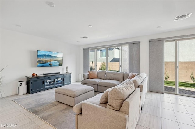 view of tiled living room