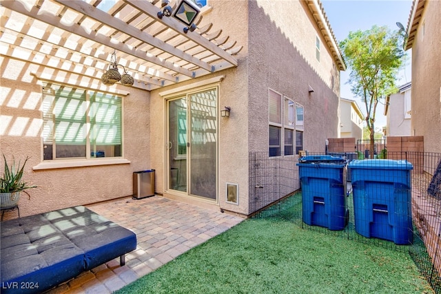 exterior space featuring a pergola