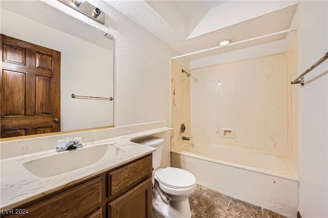 full bathroom with vanity, toilet, and tub / shower combination