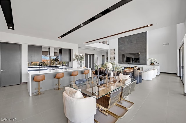 view of tiled dining area