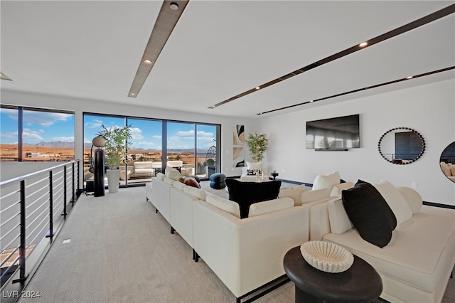 living room with light carpet