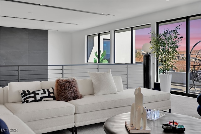 living room featuring carpet flooring