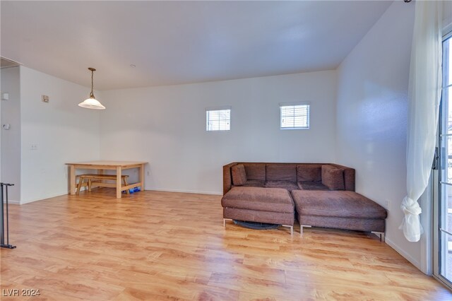 living room with light hardwood / wood-style floors