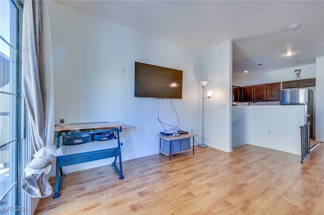 living room featuring light wood-type flooring