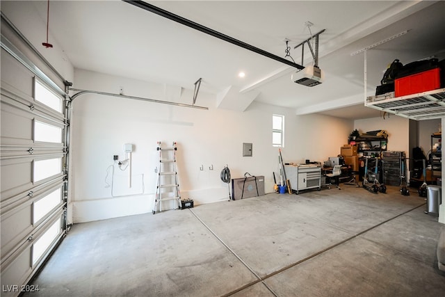 garage with a garage door opener