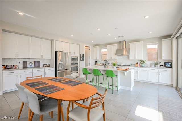 view of tiled dining space