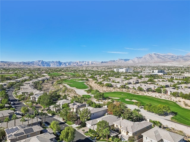 drone / aerial view featuring a mountain view