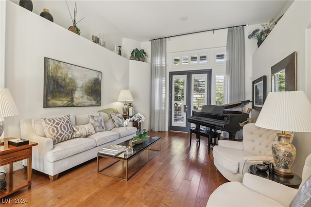 living room with hardwood / wood-style floors