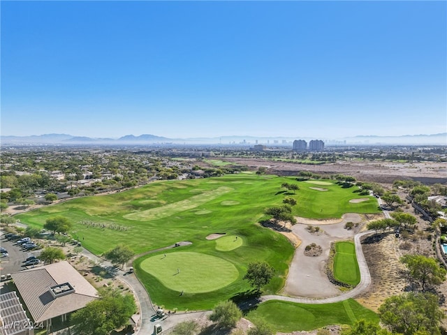 drone / aerial view featuring a mountain view