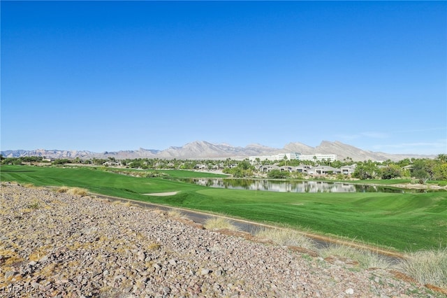 view of home's community featuring a water and mountain view