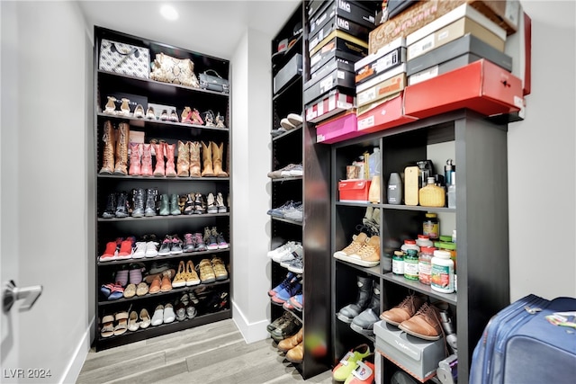 walk in closet featuring hardwood / wood-style flooring