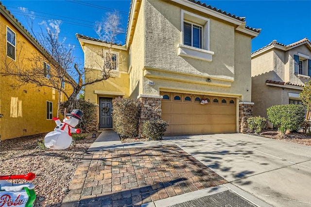 view of front of house with a garage