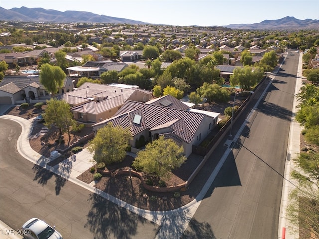 drone / aerial view with a mountain view