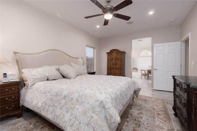 bedroom featuring ceiling fan