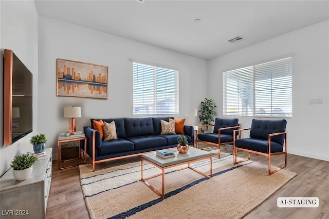 living room with hardwood / wood-style floors