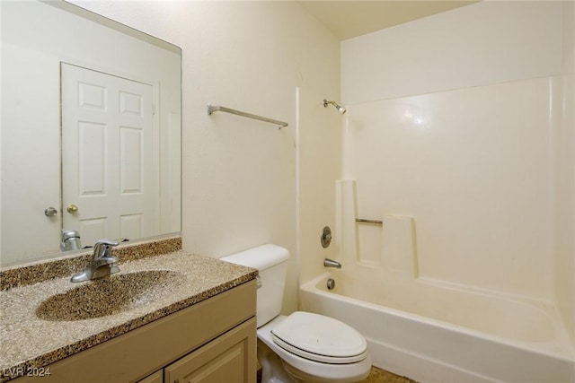 full bathroom featuring vanity, shower / bathtub combination, and toilet