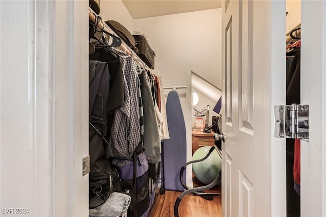 spacious closet with wood finished floors