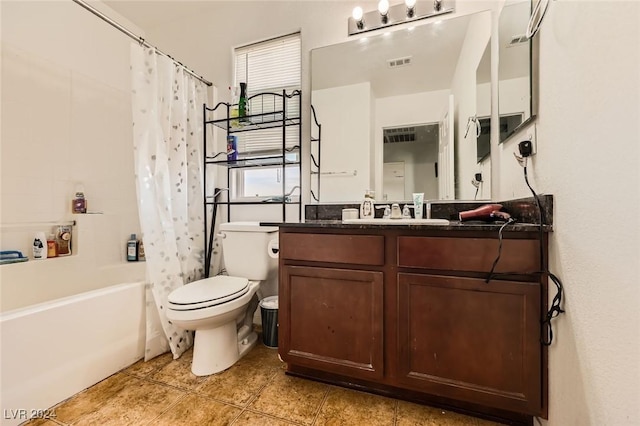 full bath with visible vents, toilet, a healthy amount of sunlight, and vanity