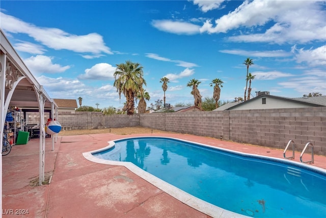 view of swimming pool with a patio area