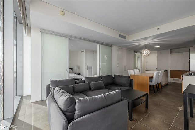 view of tiled living room