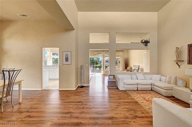 living room with hardwood / wood-style flooring