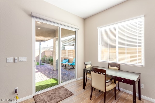 interior space with hardwood / wood-style floors