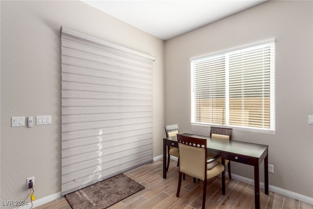 office area featuring light hardwood / wood-style flooring