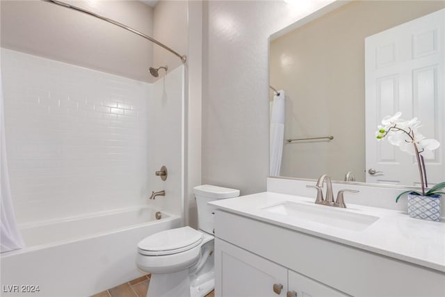 10254 Baronia St, Las Vegas, NV 89141 - full bathroom with toilet, shower / bathtub combination, vanity, and tile patterned flooring