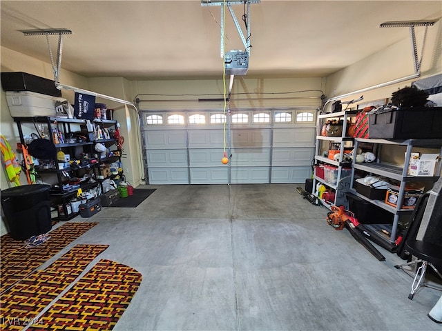 garage with a garage door opener