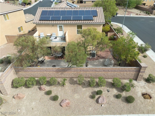 drone / aerial view featuring a mountain view