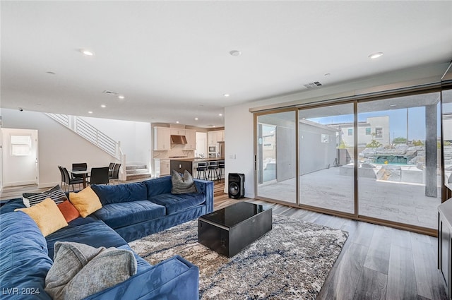 living room featuring light hardwood / wood-style floors