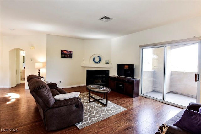 living room with hardwood / wood-style floors