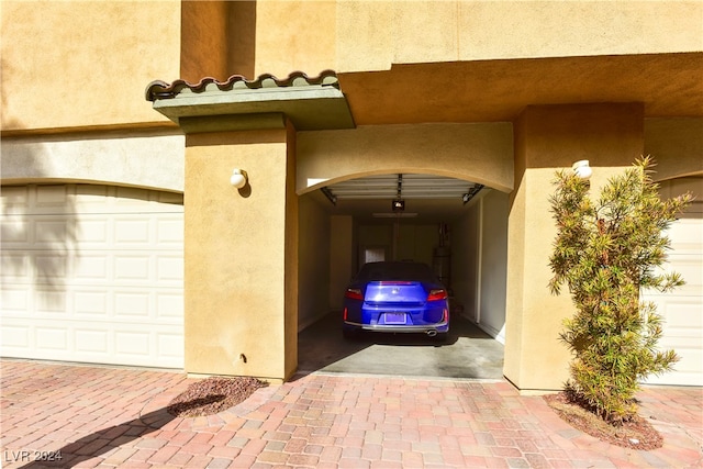 entrance to property with a garage