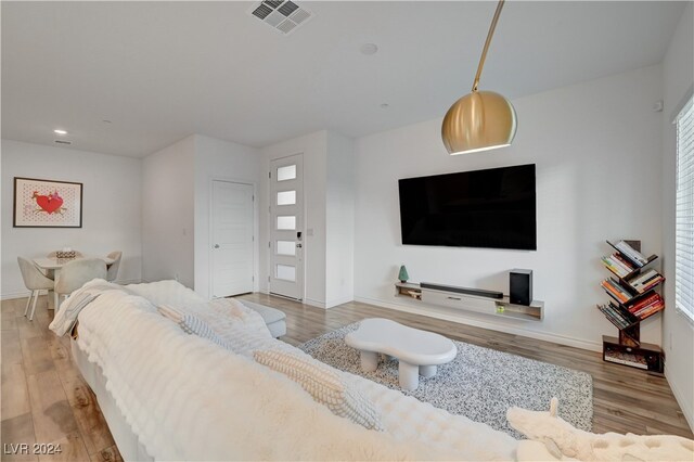 living room featuring light hardwood / wood-style flooring