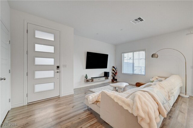 living room featuring light wood-type flooring