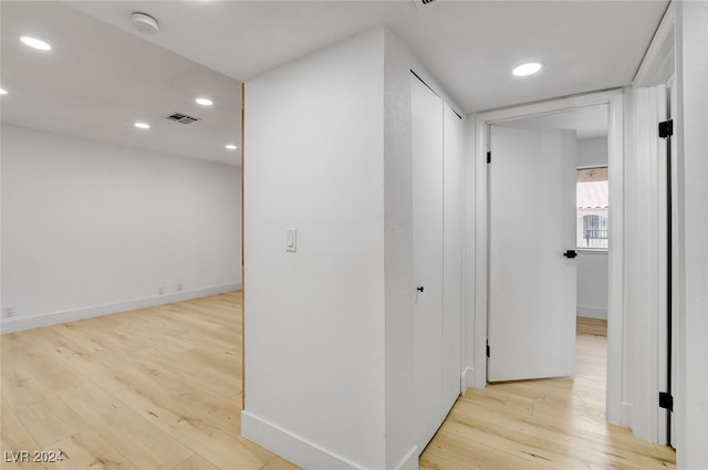 hall featuring light hardwood / wood-style flooring