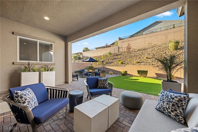 view of patio / terrace featuring an outdoor living space