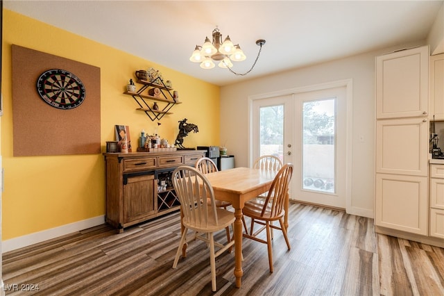 dining room featuring french doors and hardwood / wood-style floors