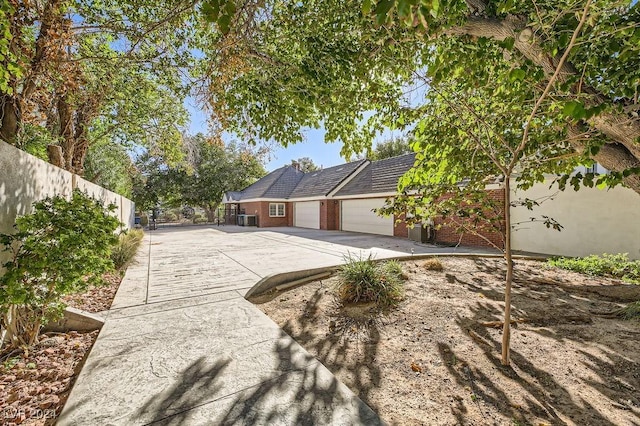 exterior space with a garage