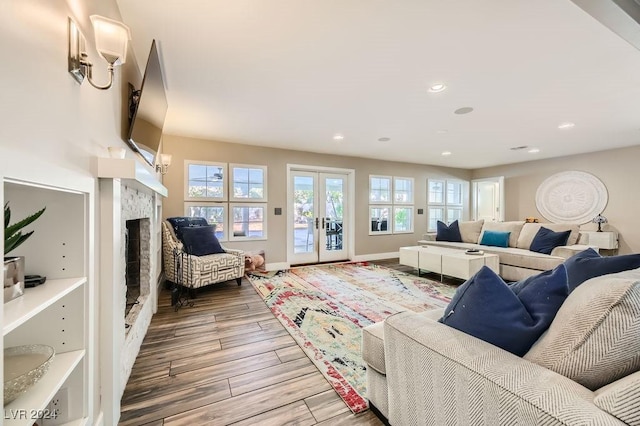 living room featuring french doors