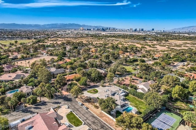 bird's eye view with a mountain view