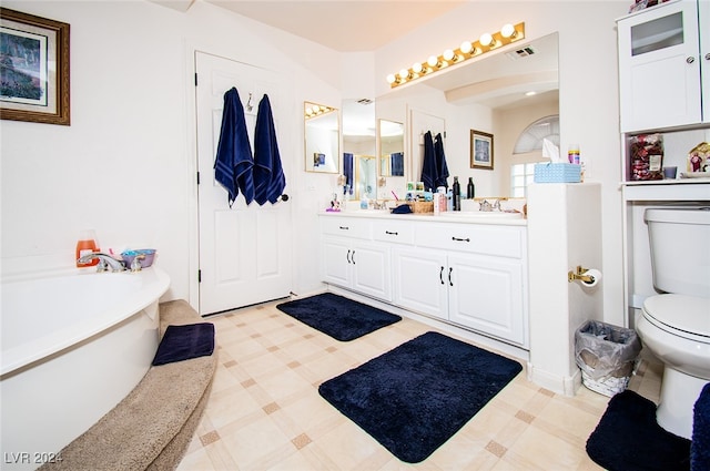 bathroom featuring a bathtub, vanity, and toilet