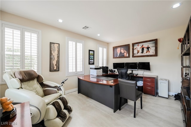 office featuring light wood-type flooring