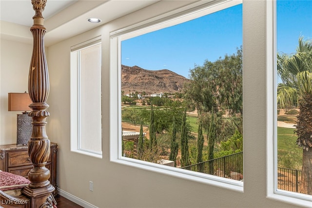 interior space featuring a mountain view