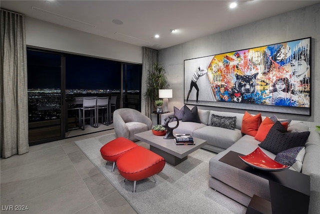 view of tiled living room