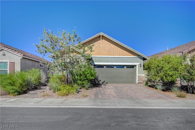 view of front of property with a garage