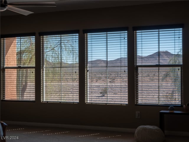 interior details with a mountain view and ceiling fan