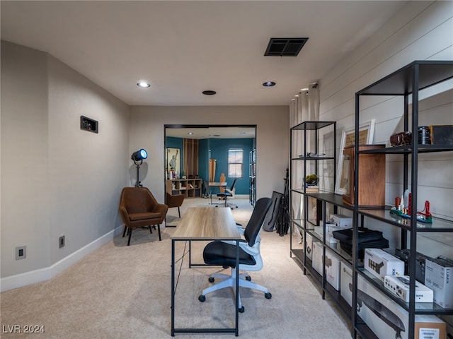 office featuring light colored carpet