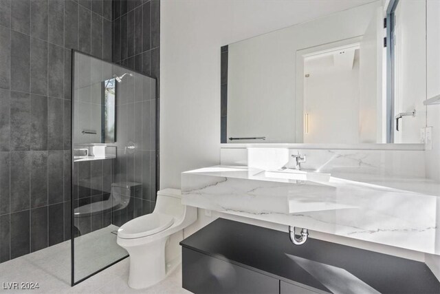1 Olympia Canyon Way, Las Vegas, NV 89141 - full bathroom with toilet, tiled shower, and vanity