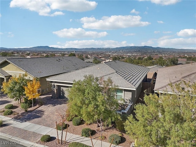 aerial view with a mountain view